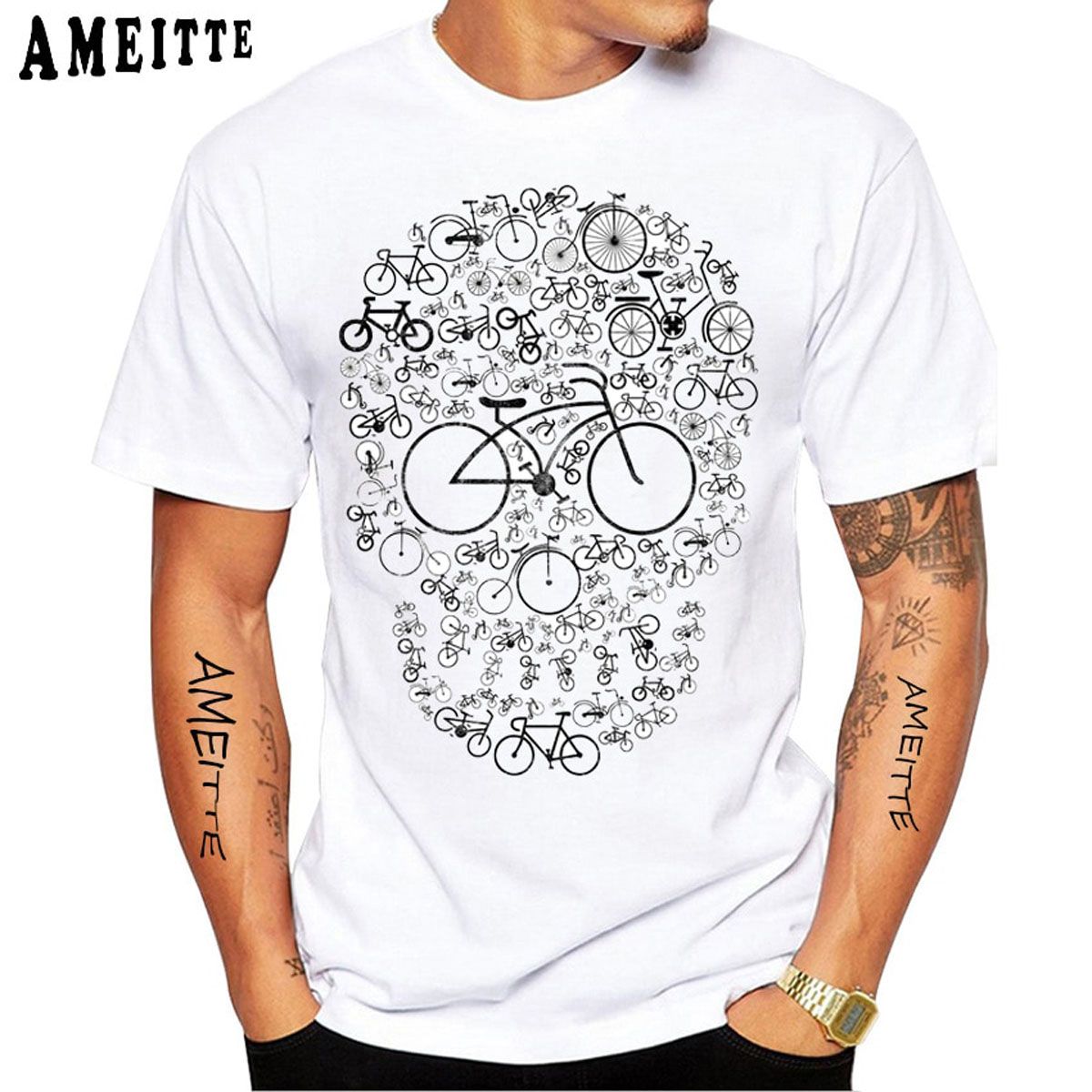 Fixed Gear Bike Skull Classic T-Shirt Summer Men Short Sleeve Road Bicycle Sport Man We Casual Tees Vintage Boy Tops