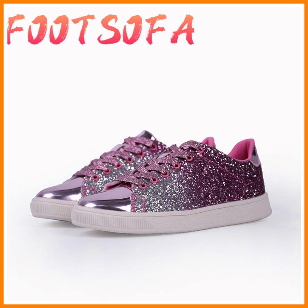 Fashion Women Shoes  Silvery Golden Pink Female Sneaker Lace Up Comfort Shallow Sneakers Flat Casual Ladies Shoes
