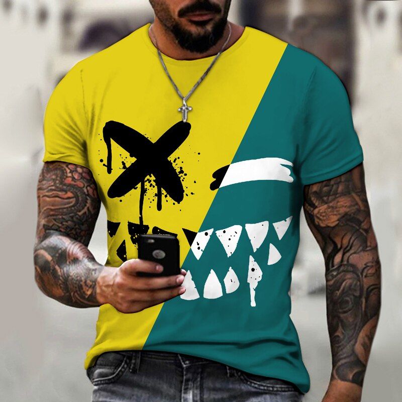Men's 3D T-Shirts Smiley Face Graphic T-Shirt Summer Fashion Tops Daily Casual Short-Sleeved Smiley Face T Shirt