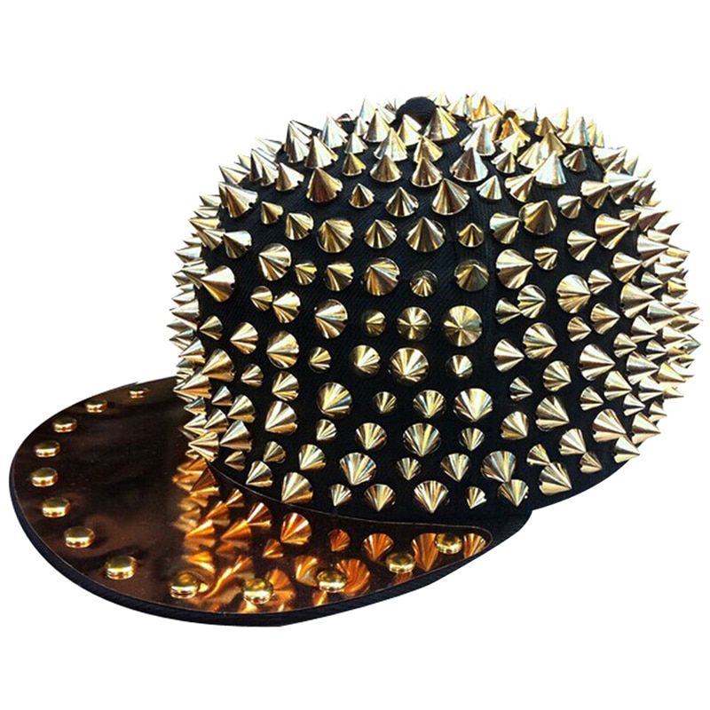 Hedgehog Punk Hiphop Unisex Hat Gold Spikes Spiky Studded Cap Freeshipping