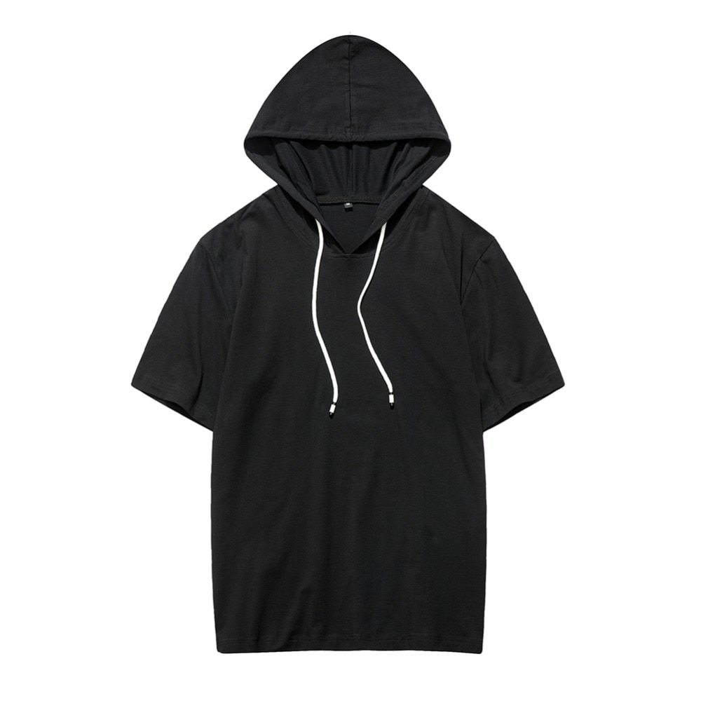 Summer Men tshirt Casual Solid Loose Hooded Tops Tees Shirts Male Sportswear Hoodie Short Sleeve Mens T-shirt Clothing