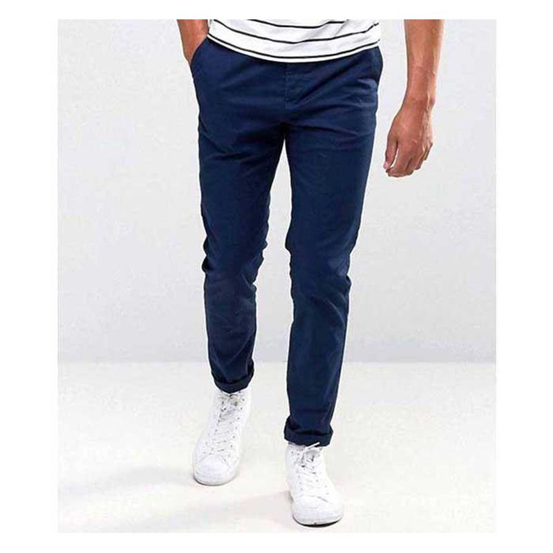 Men’s Navy Blue Cotton Slim Fit Stretchable Casual Chinos