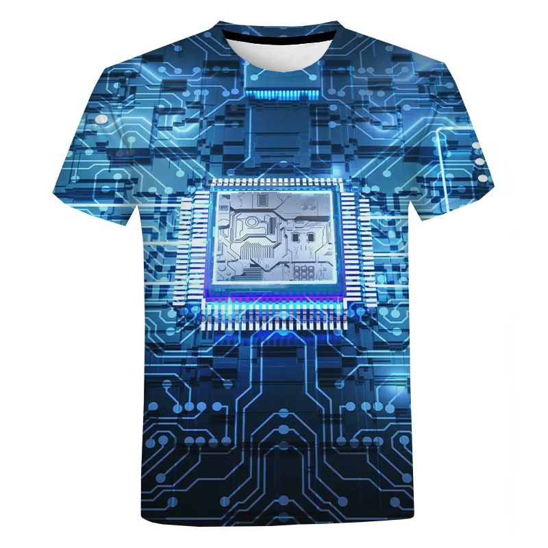 Circuit Board Electronic CT Shirt UniSummer Casual Cool Short Sleeve Men Women Harajuku Streetwear Oversized T-shirt
