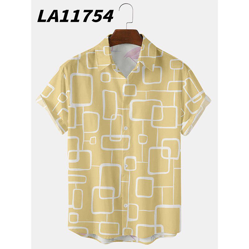 Wholesale Summer 3d Digital Printing Trend Loose Short-Sleeved Shirt Men's Shirt Top 6xl Large Size Shirts for Men
