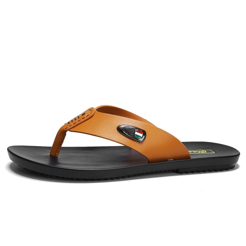 ALCUBIEREE Summer Mens Breathable Sandals for Man Casual Flip Flops  Leather Slides Slippers Outdoor Beach Shoes Homme