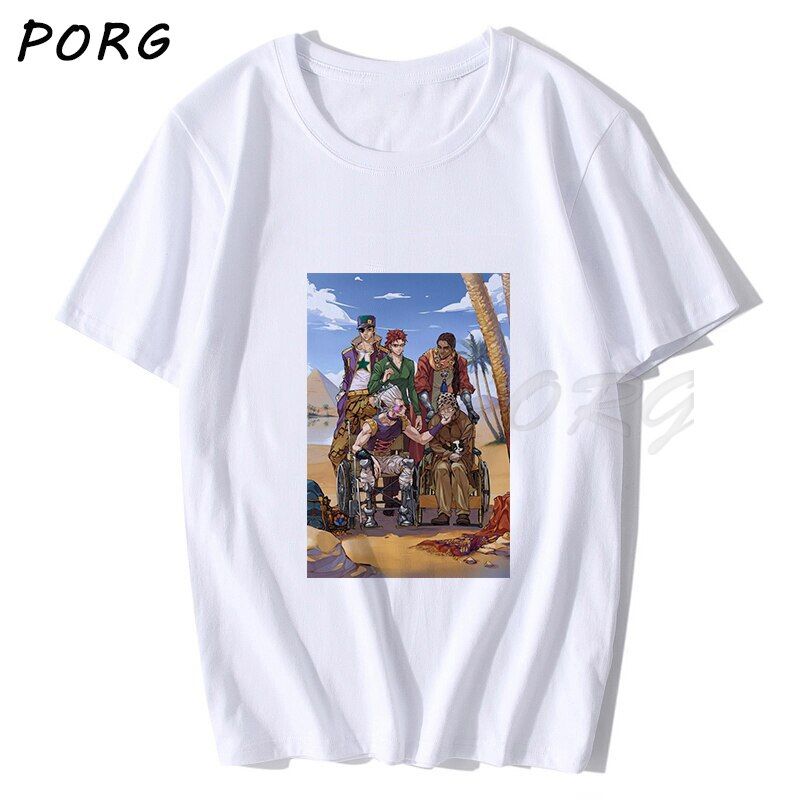 Jojos Bizarre Adventure Vintage Men Manga T-shirt Harajuku Streetwear Cotton Camisetas Hombre Men Vaporwave Jn Anime Shirt
