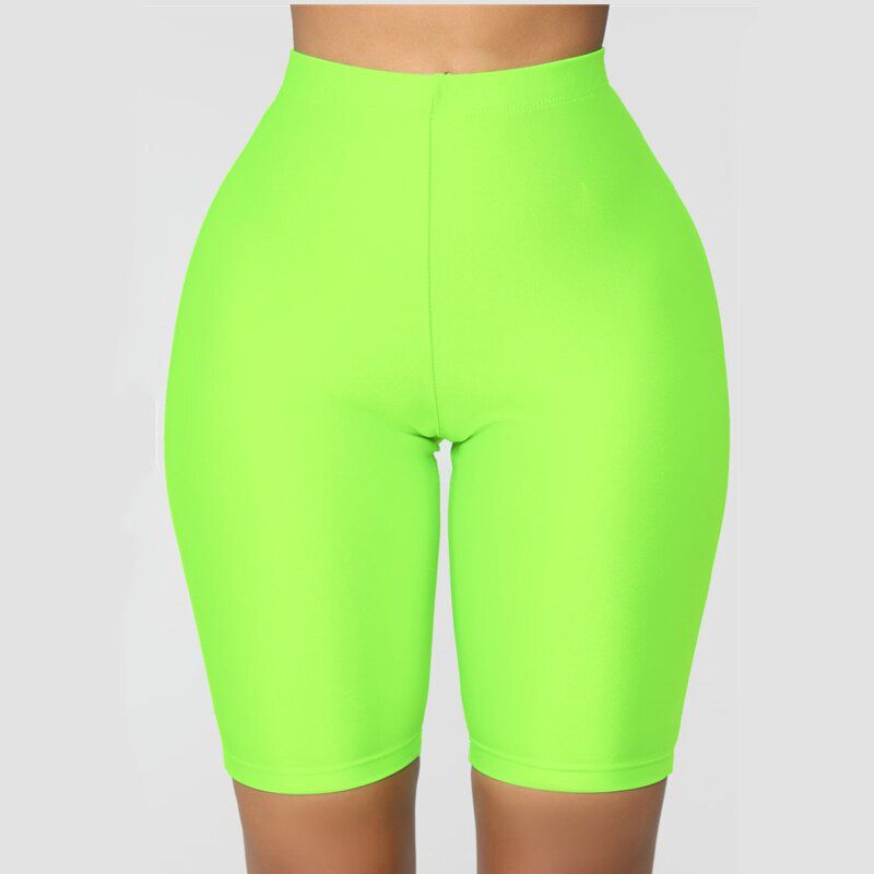 Women High Waist Yoga Compression Shiny Skinny Shorts Tummy Control Short Leggings Workout Athletic Sport Gym Fitness Shorts