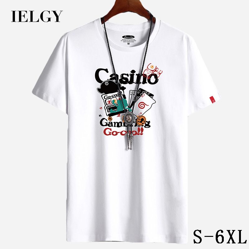IELGY Men's short-sleeved t-shirt new summer loose cotton shirt, large size