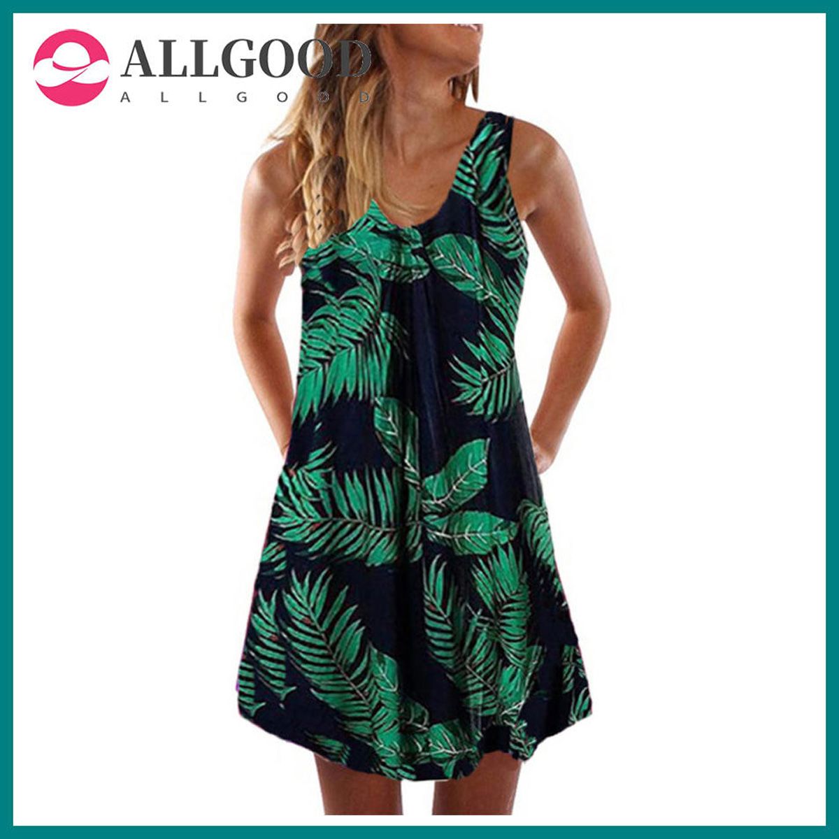 New Summer Dresses Plus Size Loose Beach Dress Women Vintage Print Sleeveless V-neck Casual A-line Mini Dress Vestidos