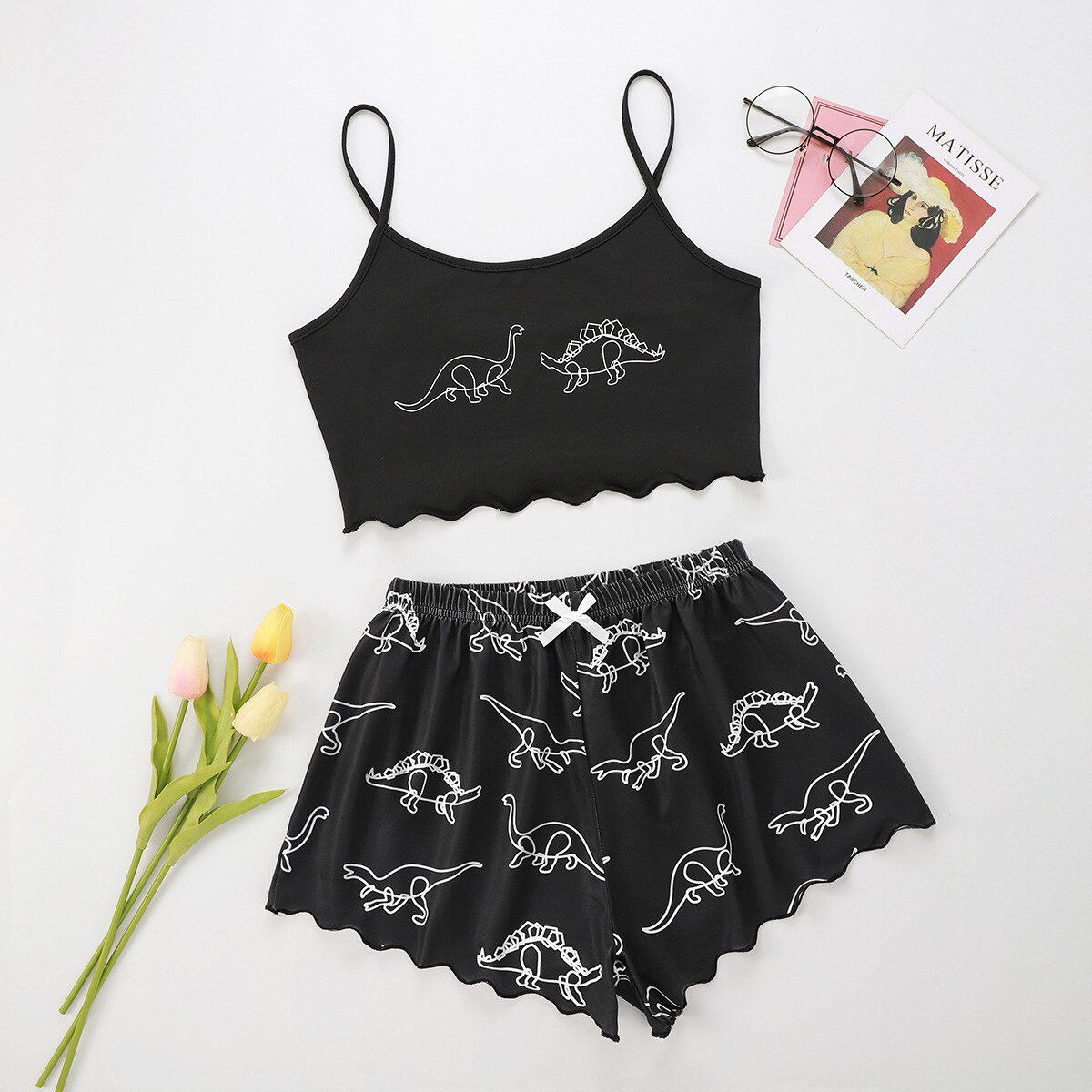 Dragon Print Pajamas for Girls Set Summer Women Sleepwear Long Sleeve Nightgown Female Ladies y Lingerie Pyjamas 2 Pieces