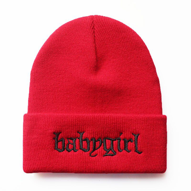 babygirl embroidery knitted beanie hat 100% cotton flexible soft fashion beanies uni  hop ski cap warm