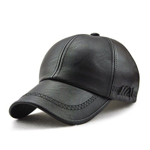 PANJOINER 2018 PU leather hat outdoor casual baseball cap men warm BLBX3
