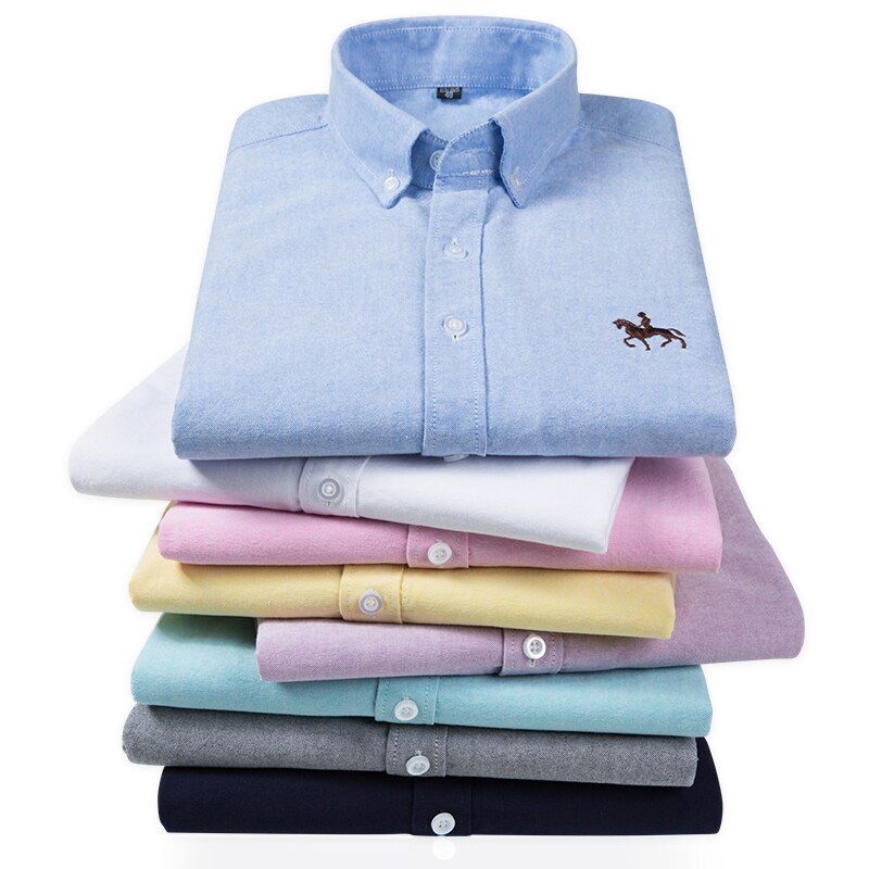 Plus Size 6xl 5xl Men long Sleeve Shirt 100% Cotton Oxford Shirt Fashion Plaid Causal Male Shirts Man Clothes