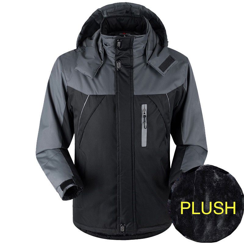 Men's Plush Windproof Outdoor Men's Warm Cotton Coat Large Waterproof Coat Windbreaker Winter Cotton Coat