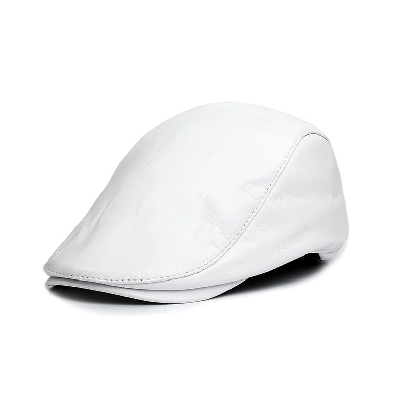 Royal Blue Beret Hat Men Women Flat Cap Sheepskin Leather Spring Autumn Male Female Solid UniPeaked Cap