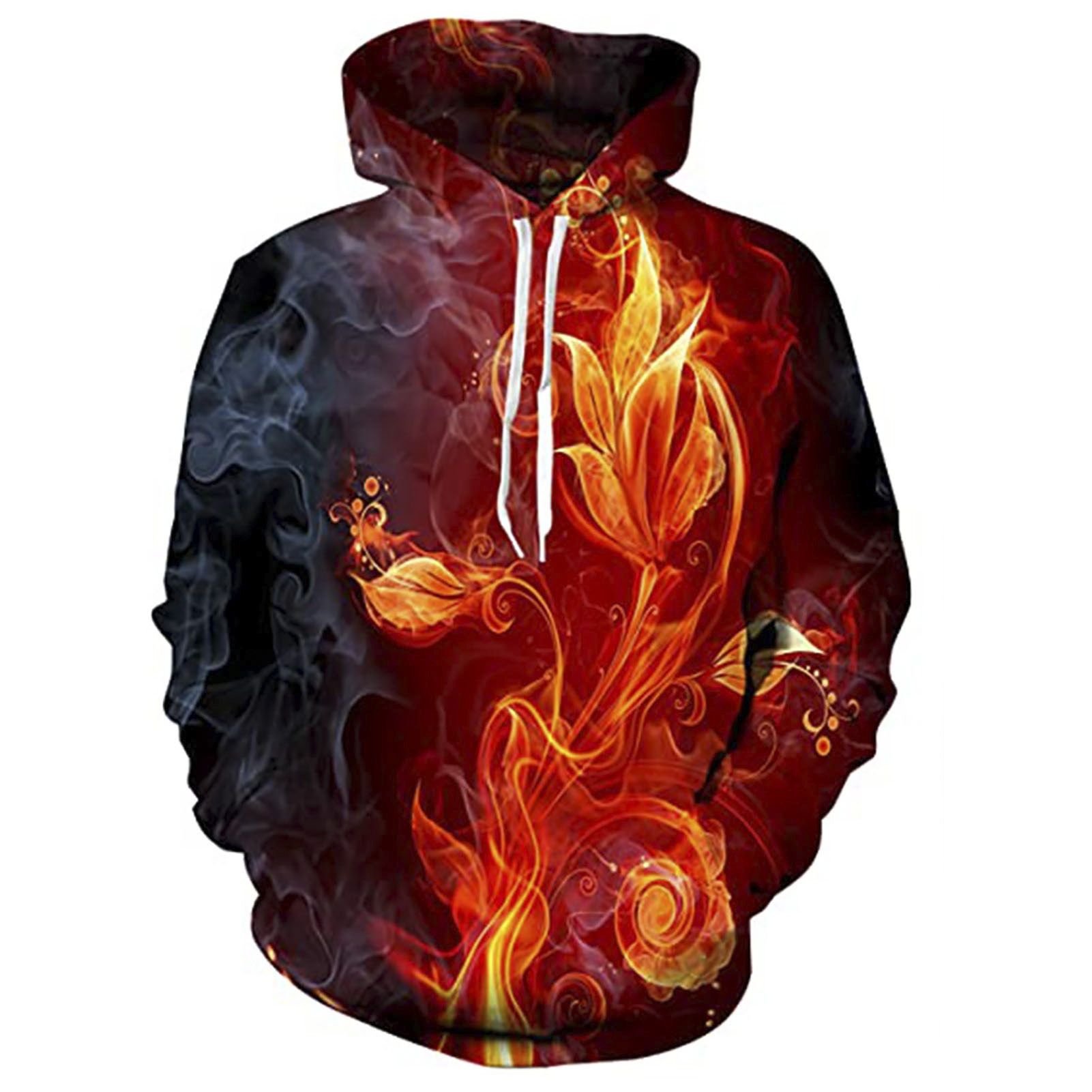 Pullover Hoodie Shkable m 3D Flame Pt Male Casual Pullover Hoodie