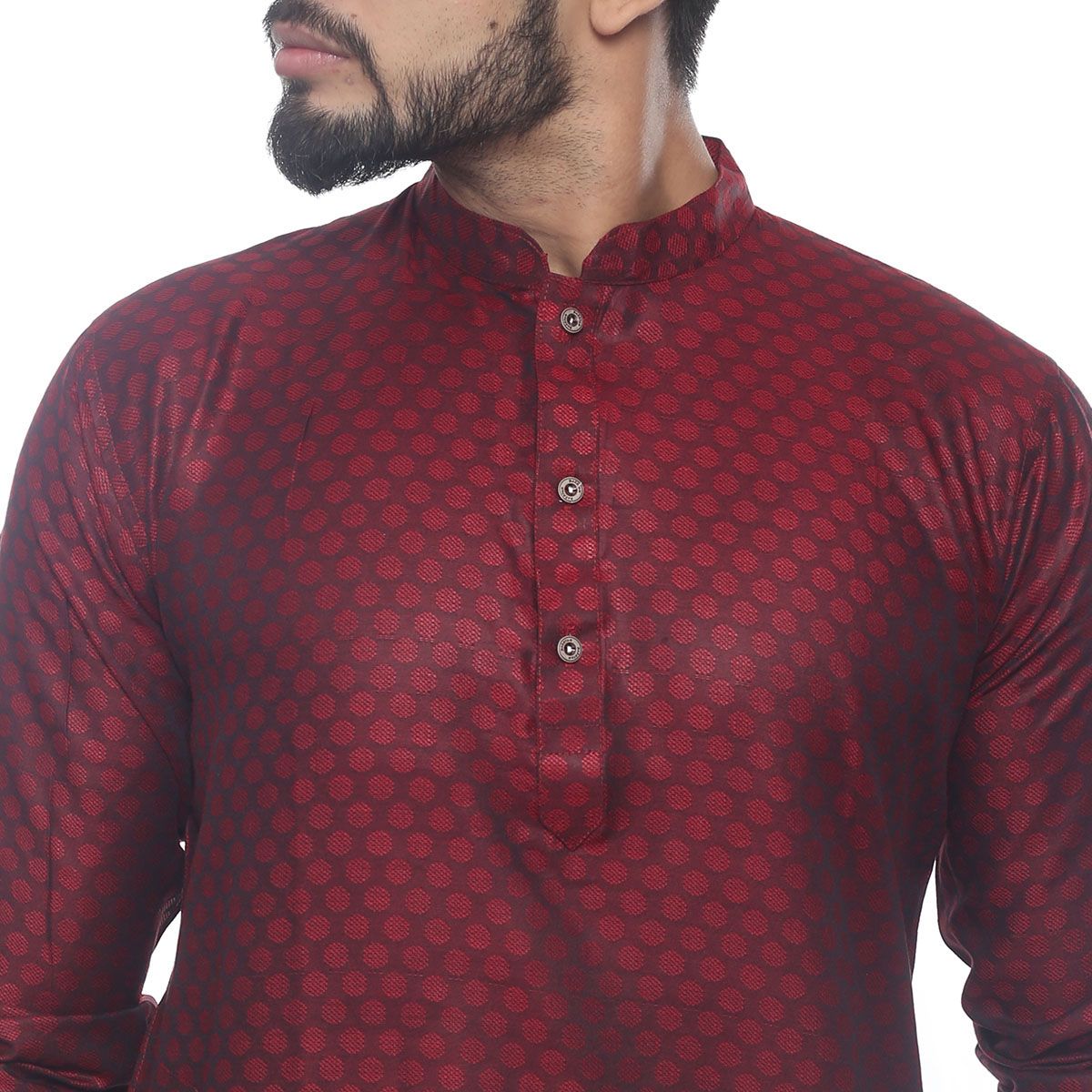 Semi Long Panjabi for Men - maroon