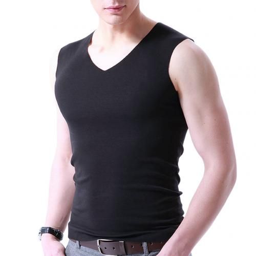 Men's Summer Seamless Elasticity TaTop Comfortable Vest Undershirt Sleeveless V Neck Soft Solid Vest New Fashion Casual Tops