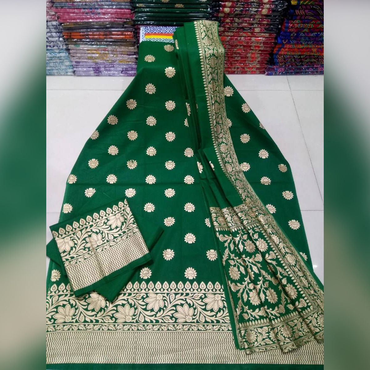 3piece new Unstitched  katan skin print fashionable dress