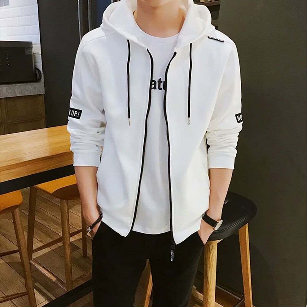 পুরুষদের জন্য সুতি সাদা রঙের ফুল হাতা হুডি - Hoodie For Men - Winter Collection For Men - Hoodie For Men - Hoodie - Hudi For Men