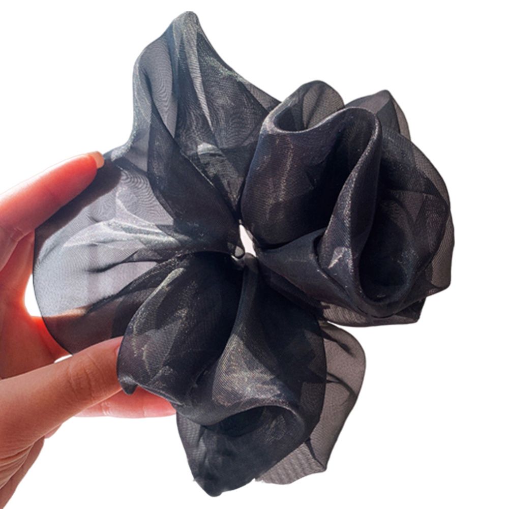 Women Solid Color Tulle Elastic Rope Ponytail Holder Scrunchy Hair Accessory
