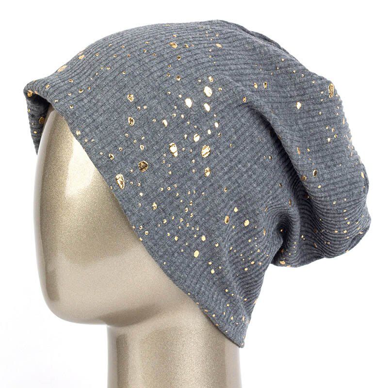 Geebro Women's Slouchy Multicolor Splatter Paint Beanie Hat Fashion Print Cotton Beanies for Femme Black Skullies