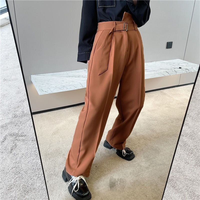 IEFB Men's Classic Pants Korean Style Spring 2022 New Irregular Design Waist Loose Wide Leg Luxury Male's Black Trousers 9Y7731
