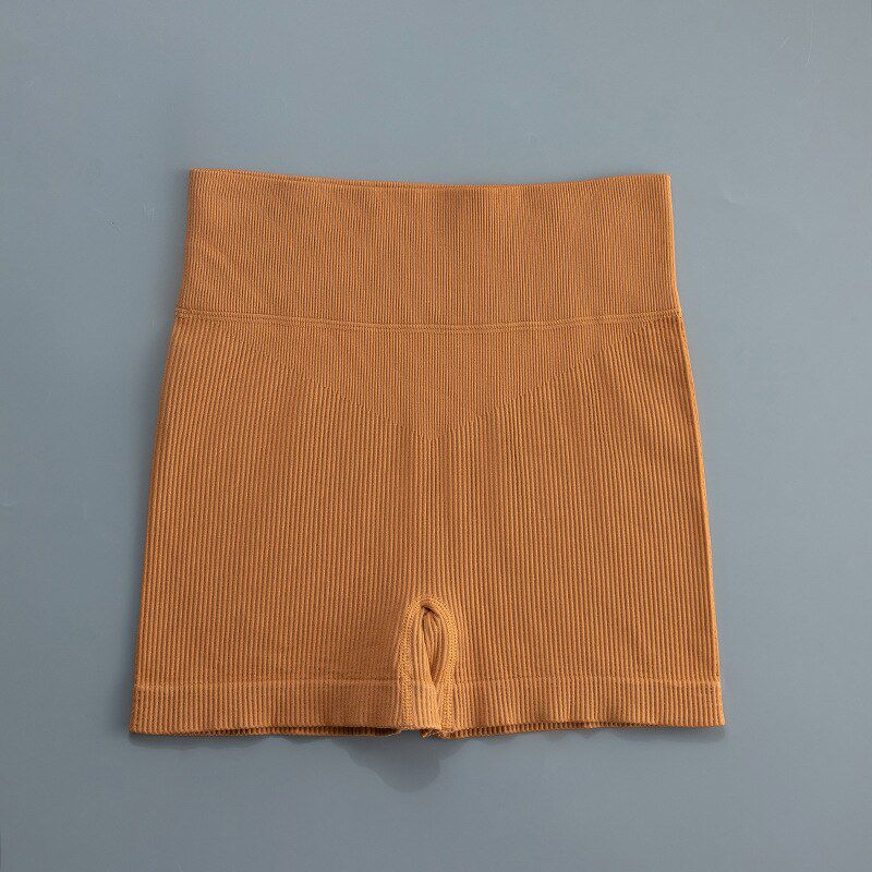 Seamless Women Sports Shorts Solid Color Workout Sportwear Female Gym Clothing Ribbed Fitness Leggings High Waist Yoga Shorts