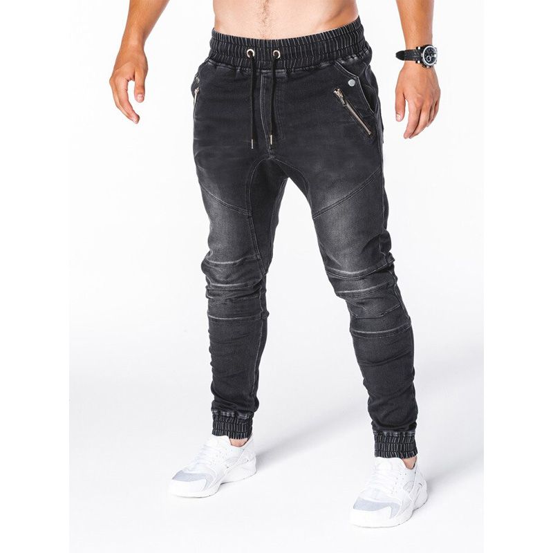 Jeans pants men's jeans casual running zipper stylish slim jeans pants hombr joggers estiramento masculino jean