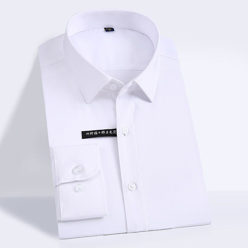 Fashion Bamboo Fiber Mens Long Sleeve Dress Shirts High Quality Non-iron Business Formal Shirt Handsome Man Clothing