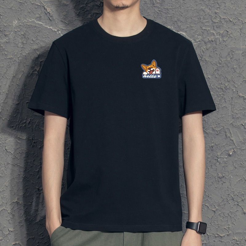Men's T-shirt Summer Loose Round Neck Short Sleeve Top Male Casual Bottoming Shirt Cartoon Print Pullover Plus Size S-5XL