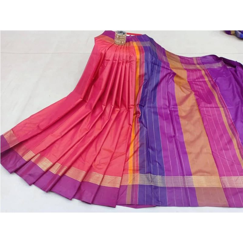 Silk Katan Sharee With Running Blouse Piece For Women's By Lootbox