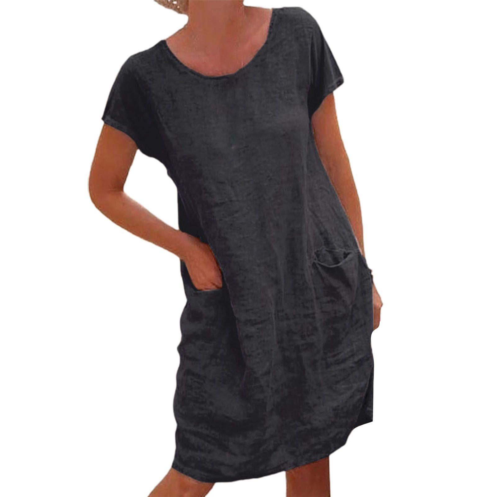 Beh Dress Round Necks Pure Color Loose-fittingdi Dress