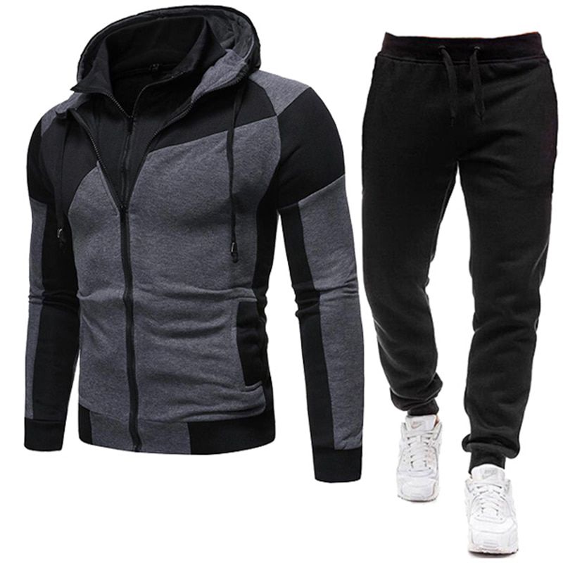 Men Sets Hooded Hoodies+Pants OutMale Tracksuit Suits Sportswear Zipper Coats Autumn Winter Men Clothing Ropa Hombre