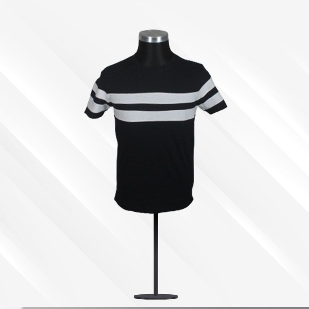 Classi Half Sleeve Black Striped Cotton T-Shirt