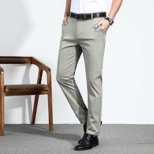 2021 Men's straight tencel breathable pants summer  slim business casual pants trousers men's trousers