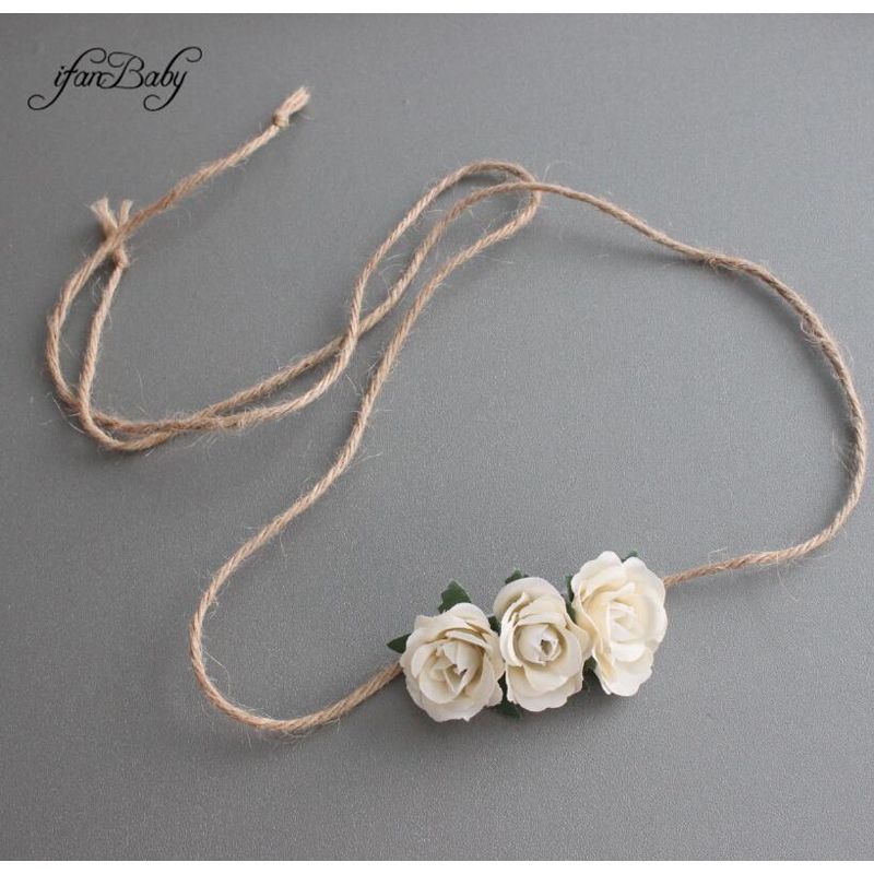 Fashion flower Belt,Kids Sash Belt Hemp Rope Ties Sashes belt