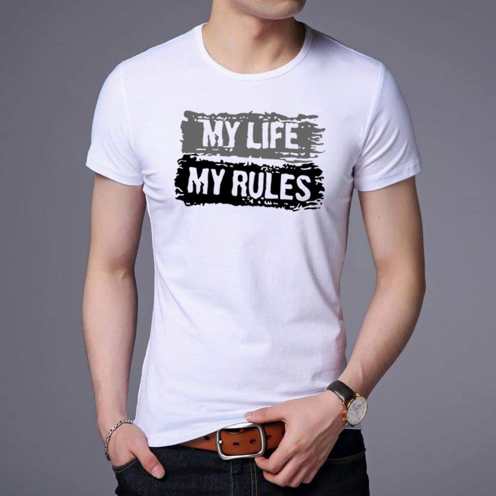 My Life My Rules Desing / new exclusive design / stylish and fashionable / gorgeous colors / high quality / cotton half sleeve t-shirt for men