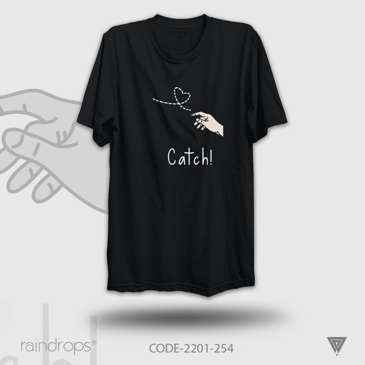 Raindrops Premium T-shirt Catch Designed Half Sleeve Black  For Men