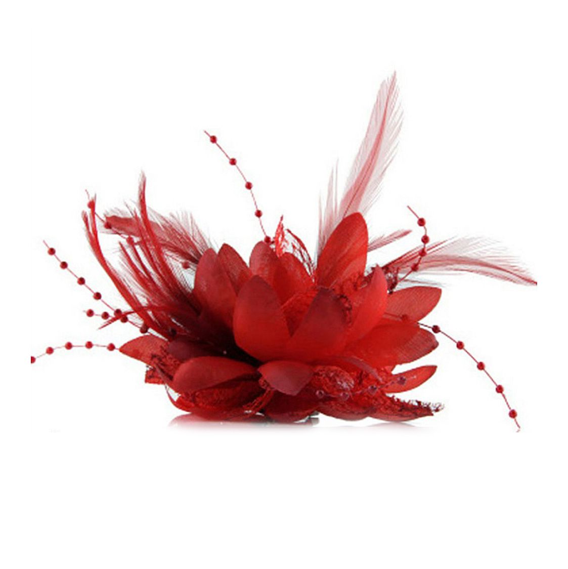 Women Flower Feather Corsage Hairband Pin Hair Clip Headwear Party Decor Gift