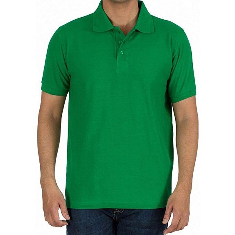 Green Cotton Short Sleeve Polo for Men
