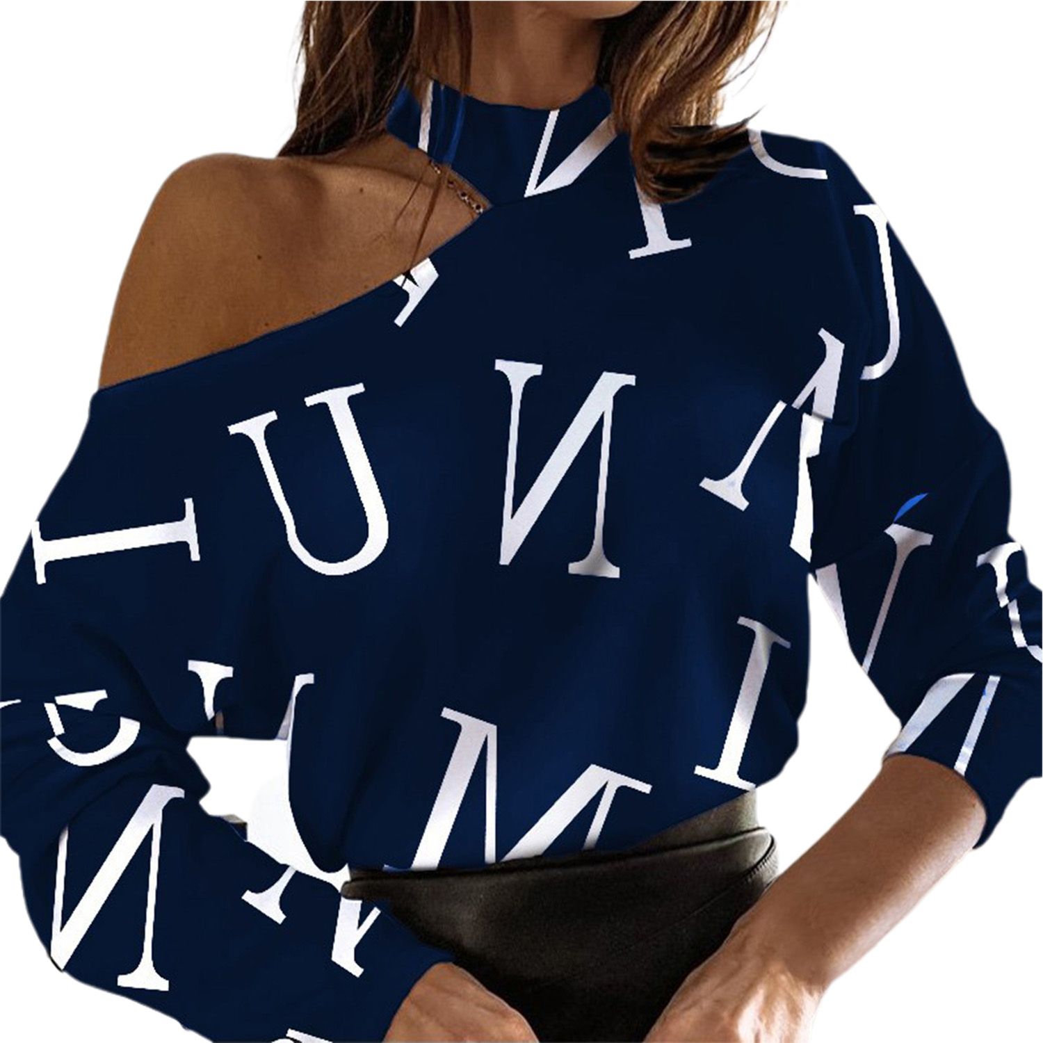 Spg Top Long Sleeve Leisure Alphabet Design Women Top