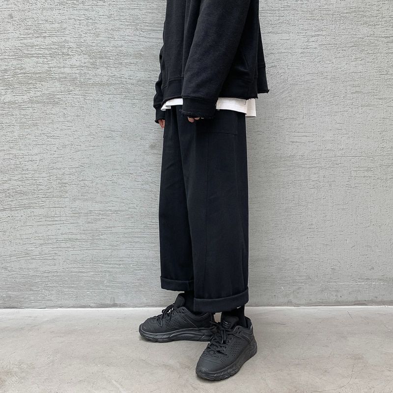 Men Korean Fashions Harem Pants Wide Leg Joggers Mens Black Loose Sweatpants Japan Style Straight Pants Trousers