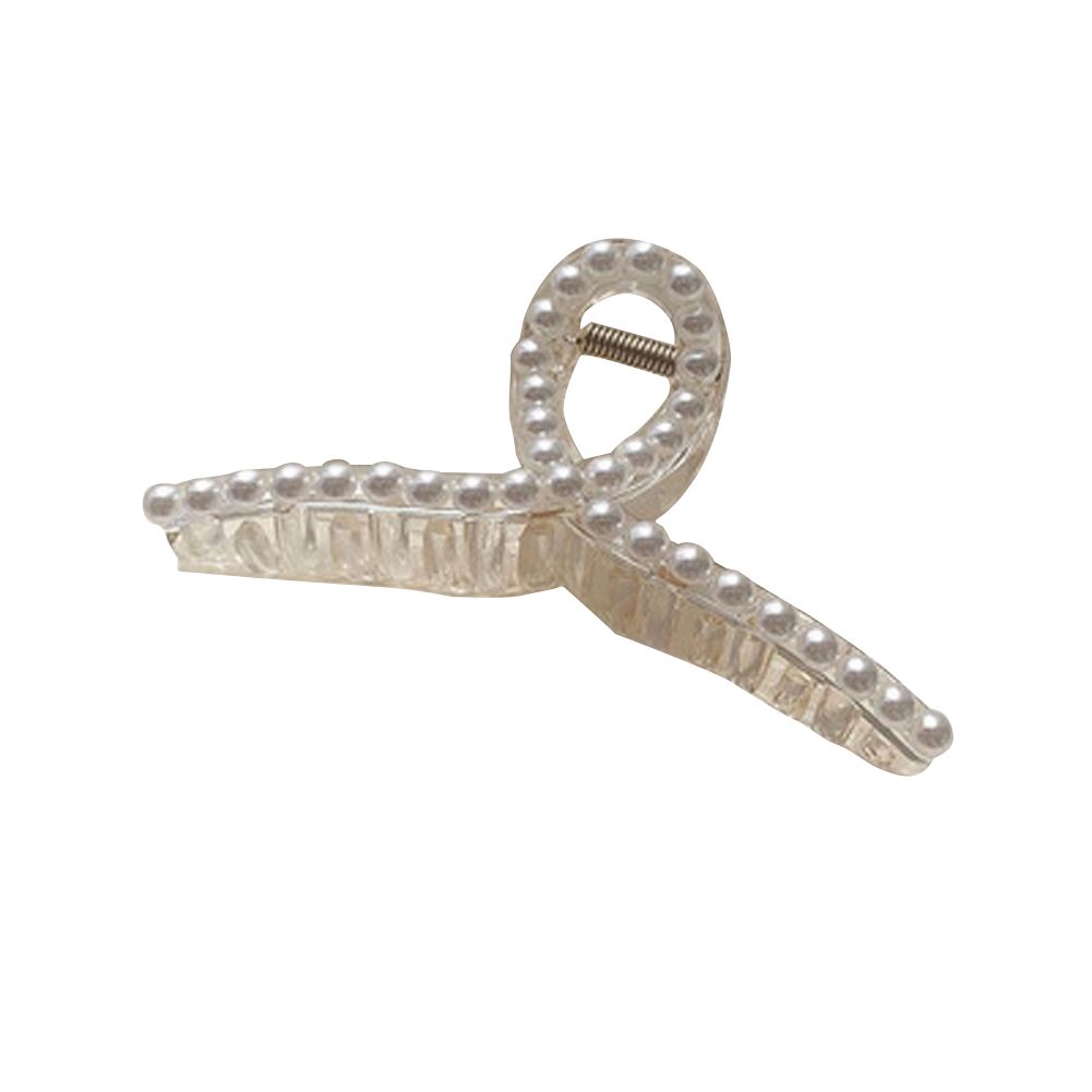 Yfashion Hair  Clip Sweet Solid Color Pearl Decorate Non-slip Large Clip Hair Accessory color