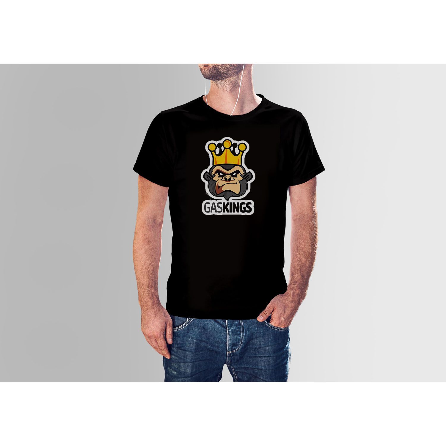 Black Cotton Gaskings  Cartoon HNH Tshrit T-shirt For Men