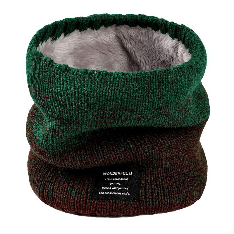 Uni Knitted Warm Scarf Winter Autumn Ring Women Bandana Solid Scarf Fleece Men  Neck Scarf Shawl