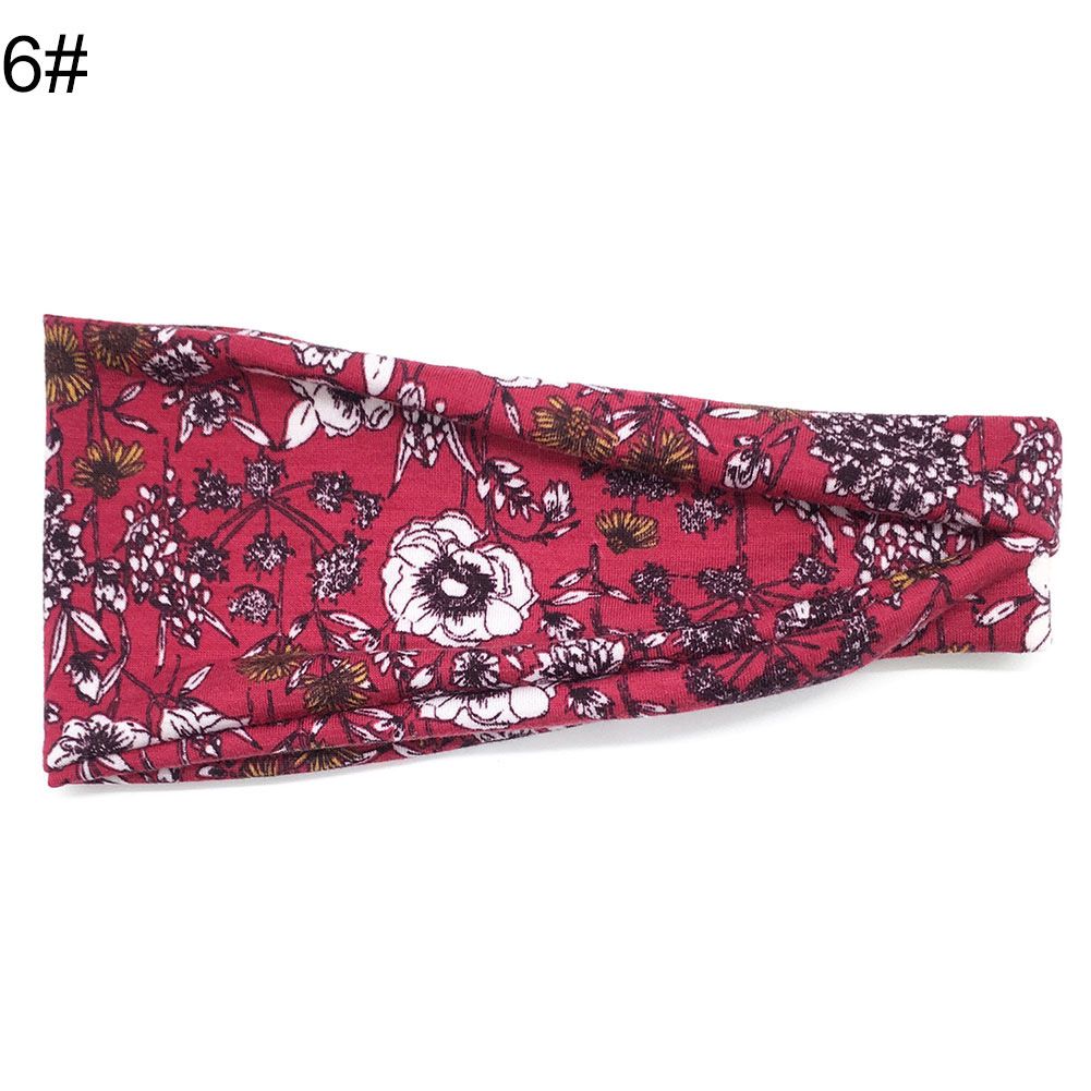 Women Floral Print Wide Headband Sweatband Running Yoga Anti Sweat Hairband