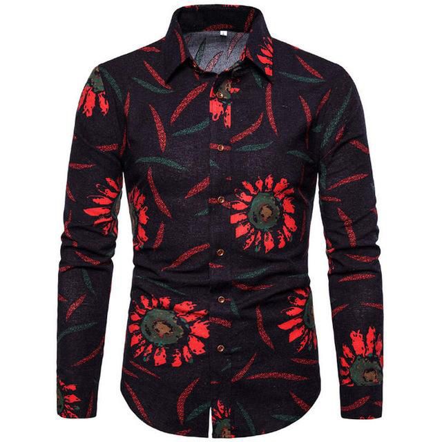 2021 Printed Men Long Sleeve Casual Men's Shirts Summer Autumn Spring Male Dress Shirts Cool Man New Fashion Plus Size Top
