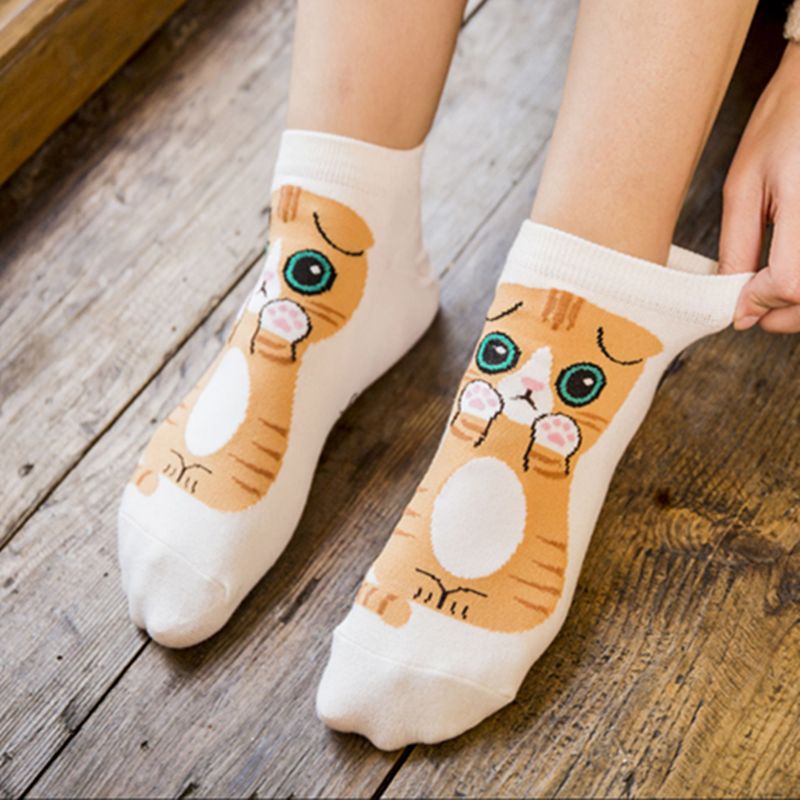 2019 New Fashion Cute Animal Cotton Socks Female Kawaii Summer Short Socks Slippers Women Casual Soft Funny Boat Socks