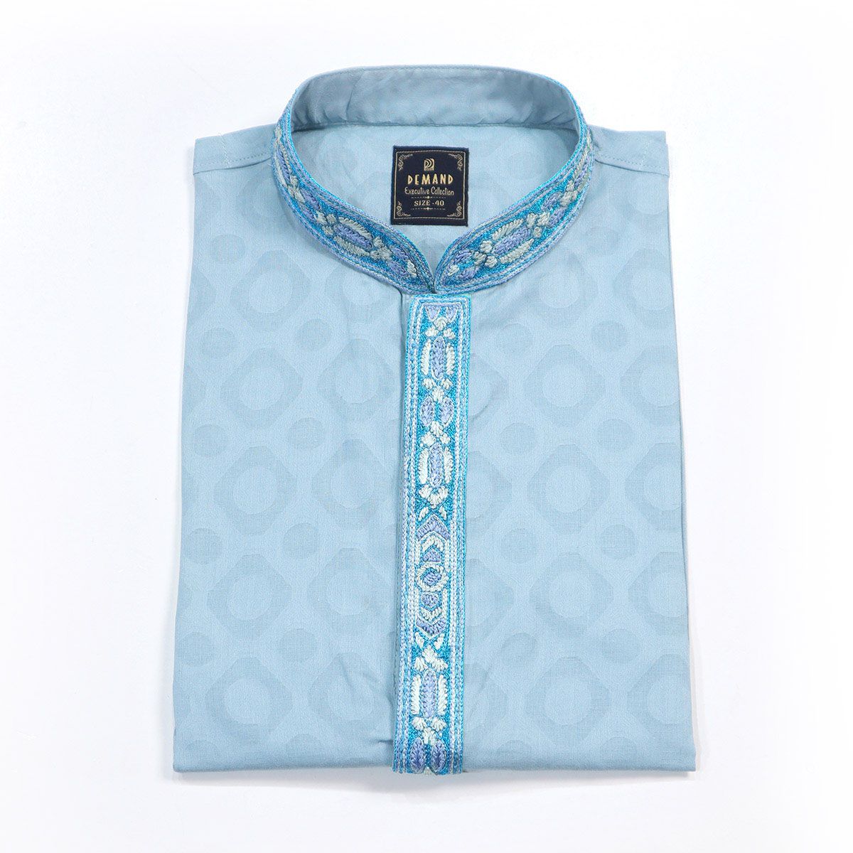 Embroidery Stylish Printed Light Grey Executive Punjabi For Men